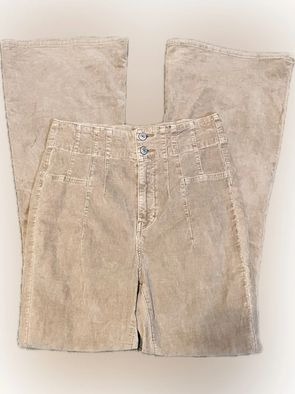 We the Free Mineral Wash Beige Wide-Leg Corduroy Jeans size 29